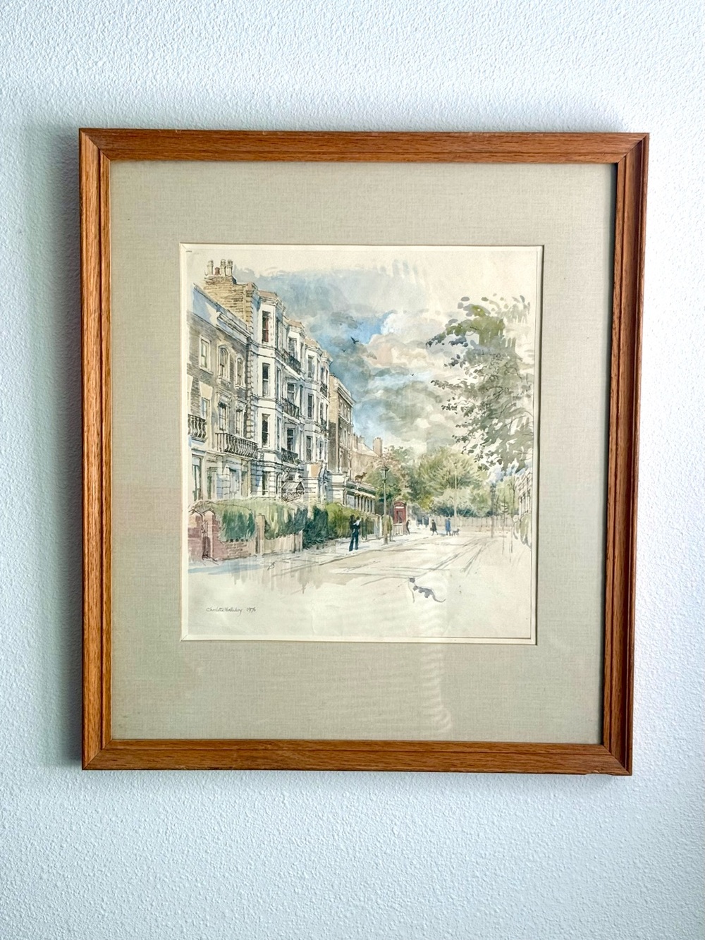Charlotte Halliday Original Watercolor The Pub Alsatian Belgrave Gardens NEAC ex